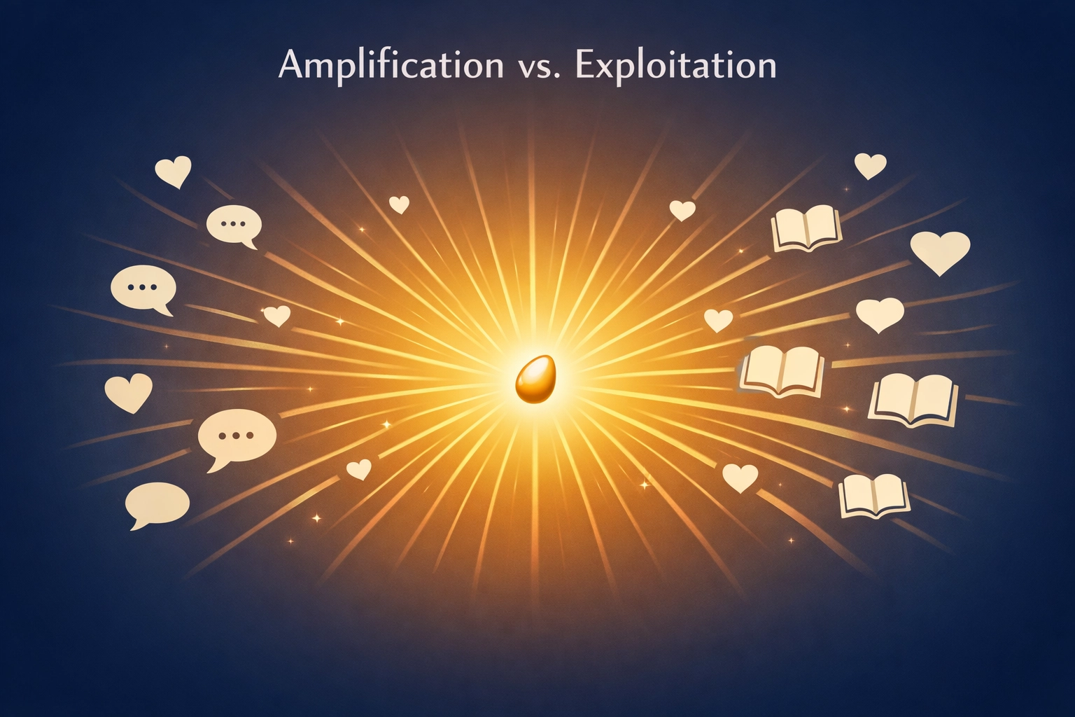 Sermon message amplifying outward as hearts, books, and conversations