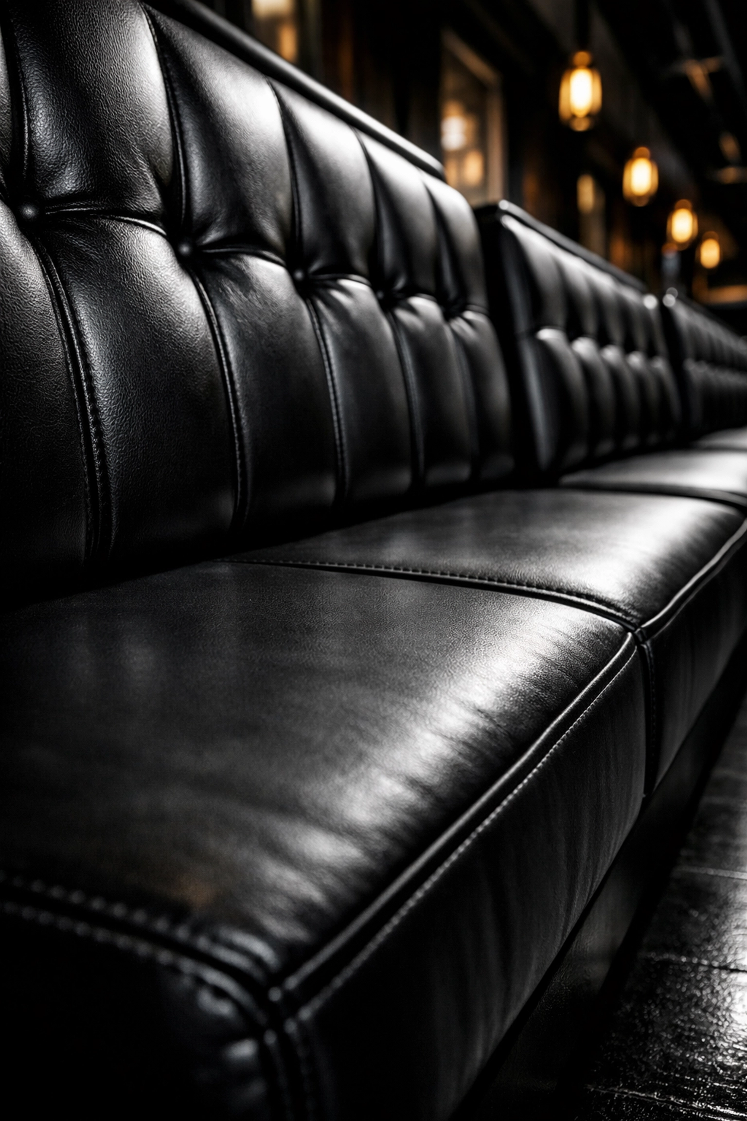 Durable black upholstered restaurant booths featuring premium custom foam seating in Chattanooga.