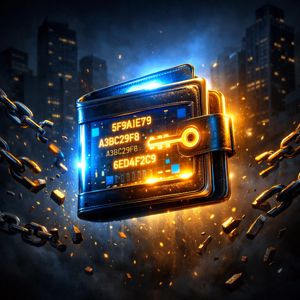 Self-custody crypto wallet with keys symbolizing merchant independence from payment processors