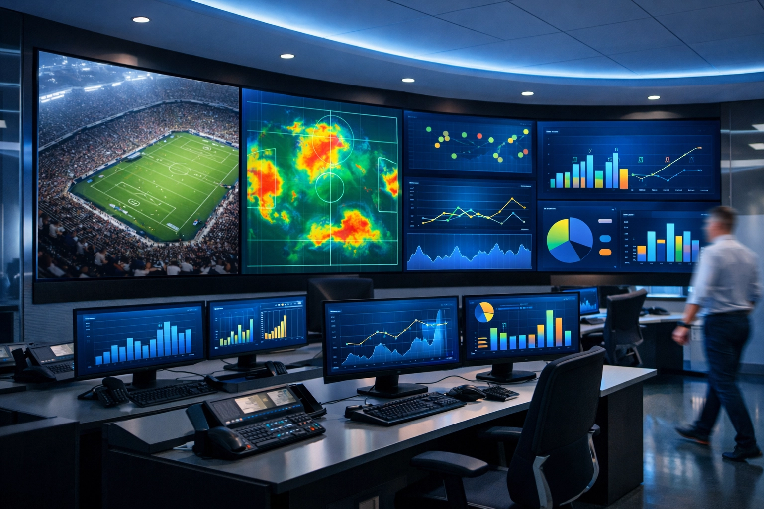 Modern sports media operations center using digital innovation and analytics to scale advertising networks.