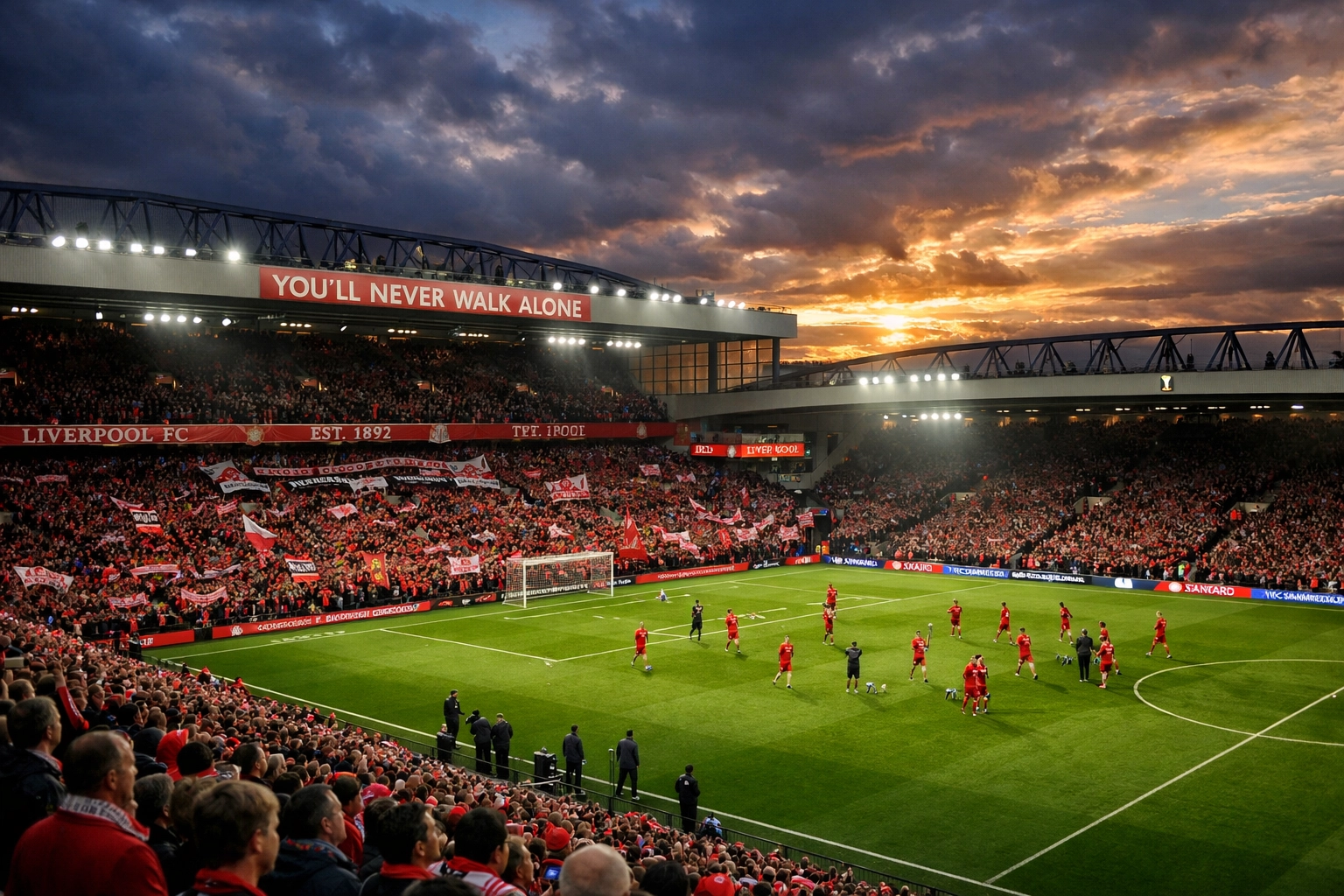 Liverpool Anfield Stadion Heimspiel-Atmosphäre für Europa-Mix Wett-Tipp
