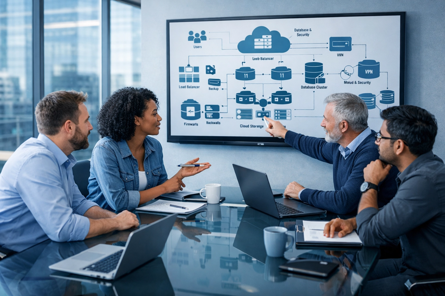 IT consulting team reviewing VMware alternatives and datacenter infrastructure strategy