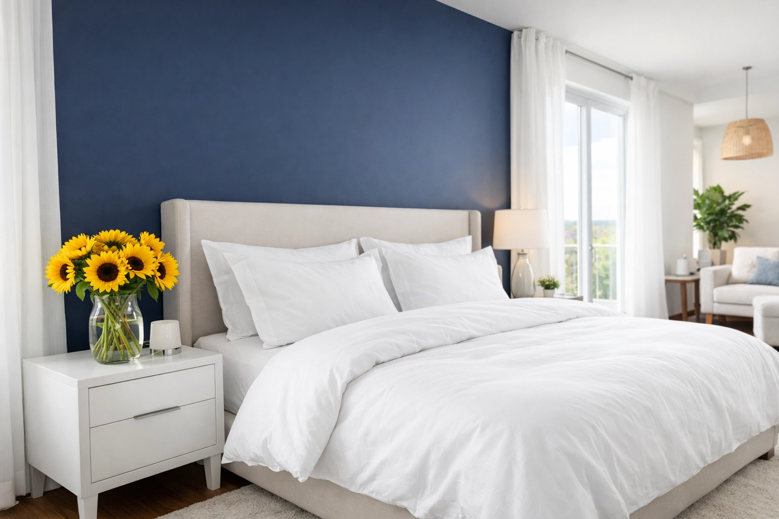 Freshly cleaned master bedroom with eco-friendly standards by a reliable Lunenburg house cleaning service.