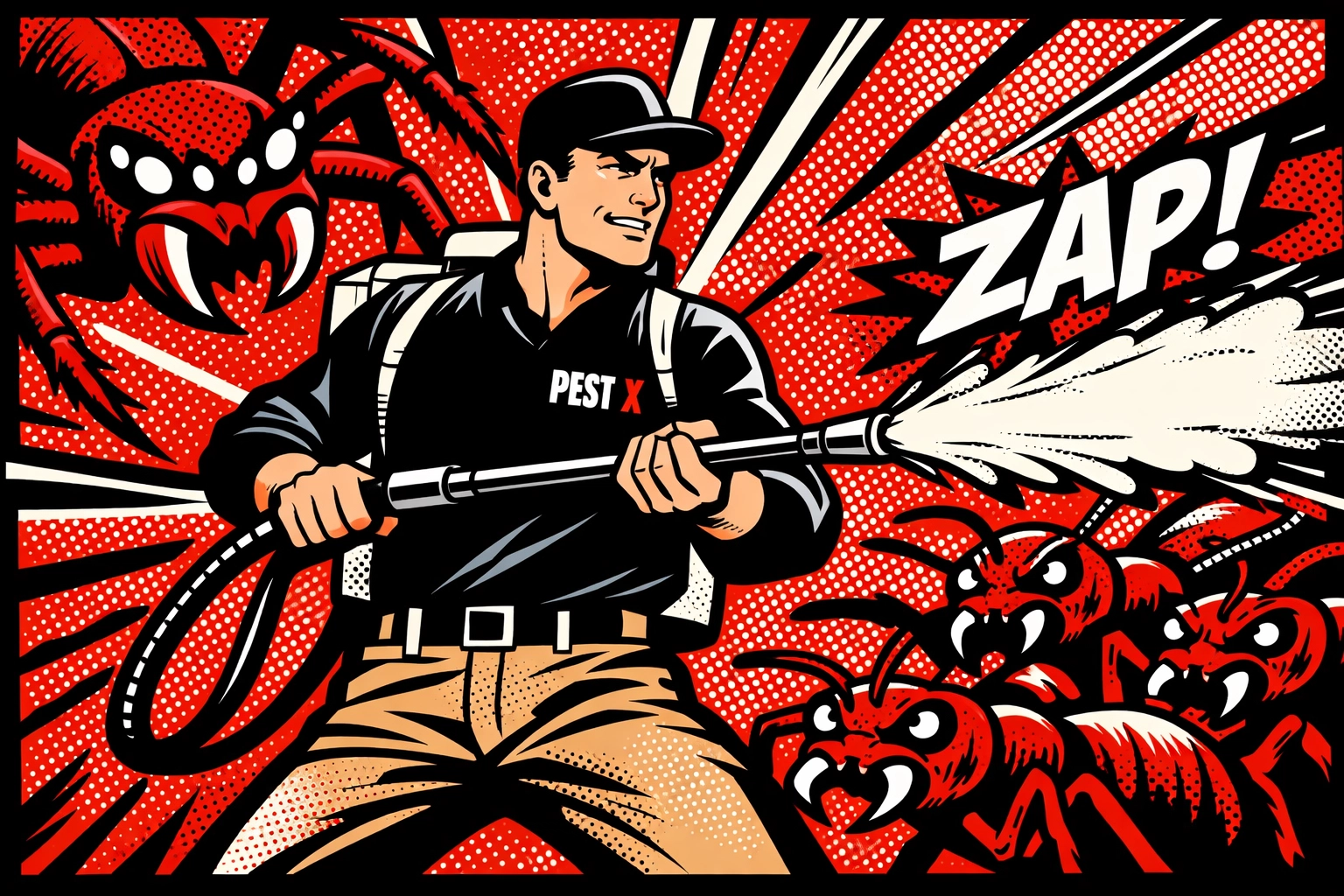 Heroic Pest X technician treating a lawn for ants and spiders with professional pest control in Jasper, AL.