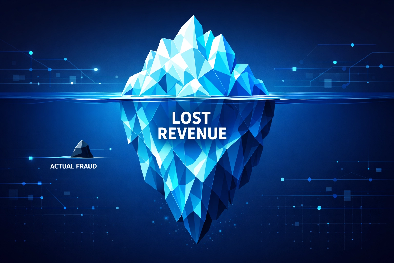 Visual comparison of massive revenue loss from false declines versus minimal actual fraud.