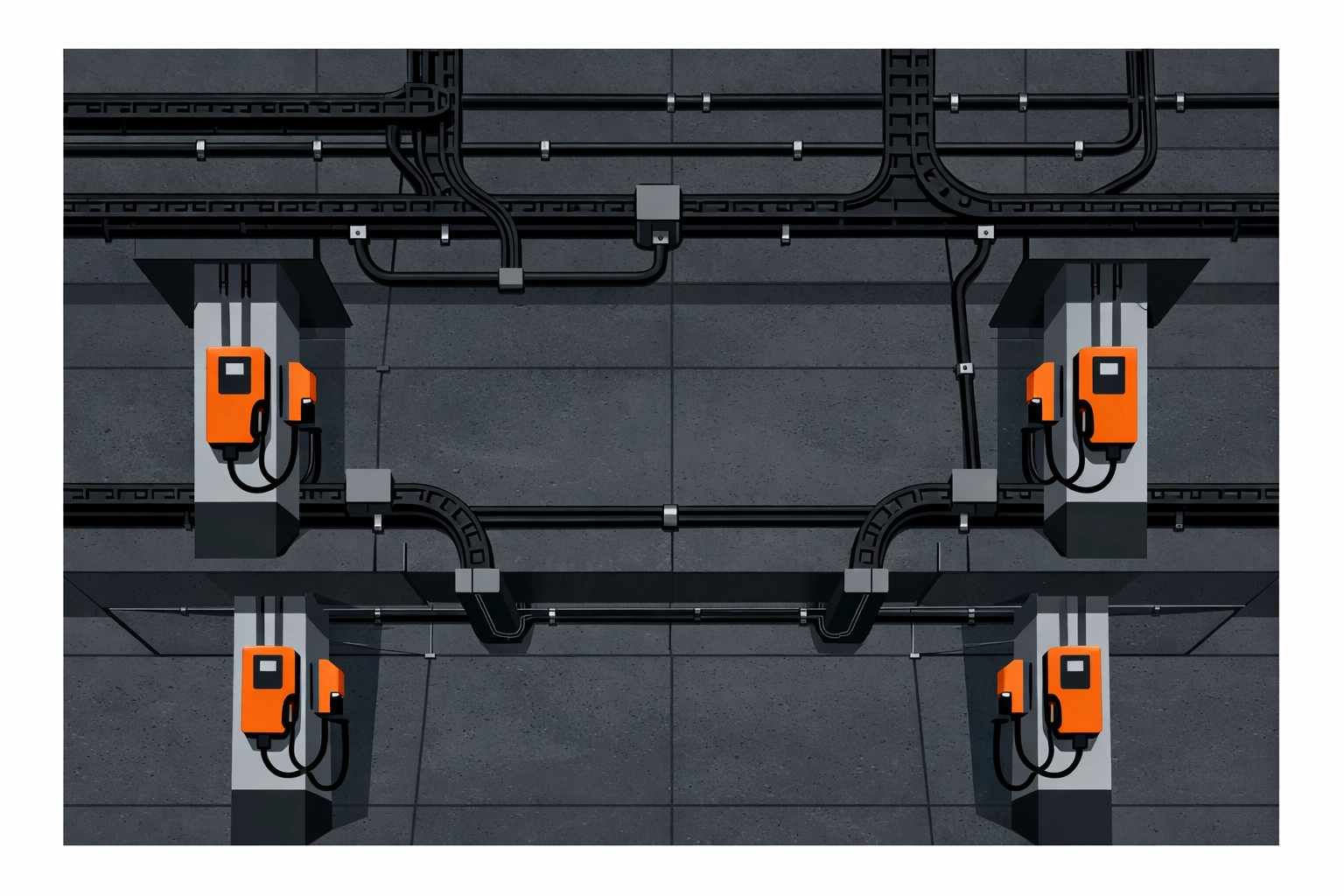 Ladeinfrastruktur mit Wallboxen in Tiefgarage für E-Mobilität in Wohngebäuden
