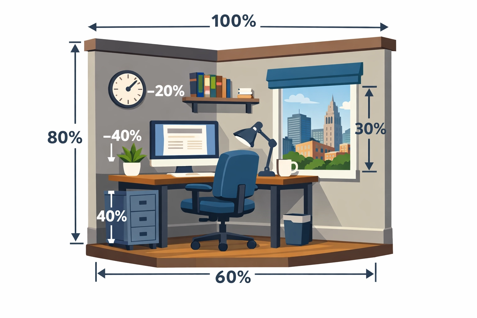 Home office workspace setup showing measurement calculations for tax deduction purposes