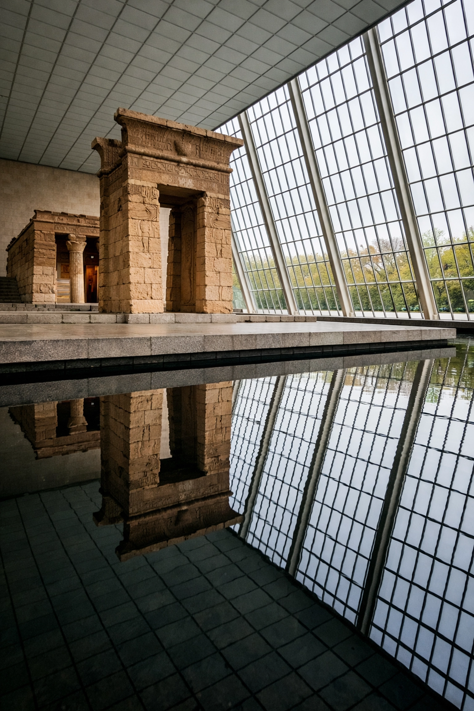 Reflection of the Temple of Dendur at the Met, one of the best photography locations in NYC for 2026.