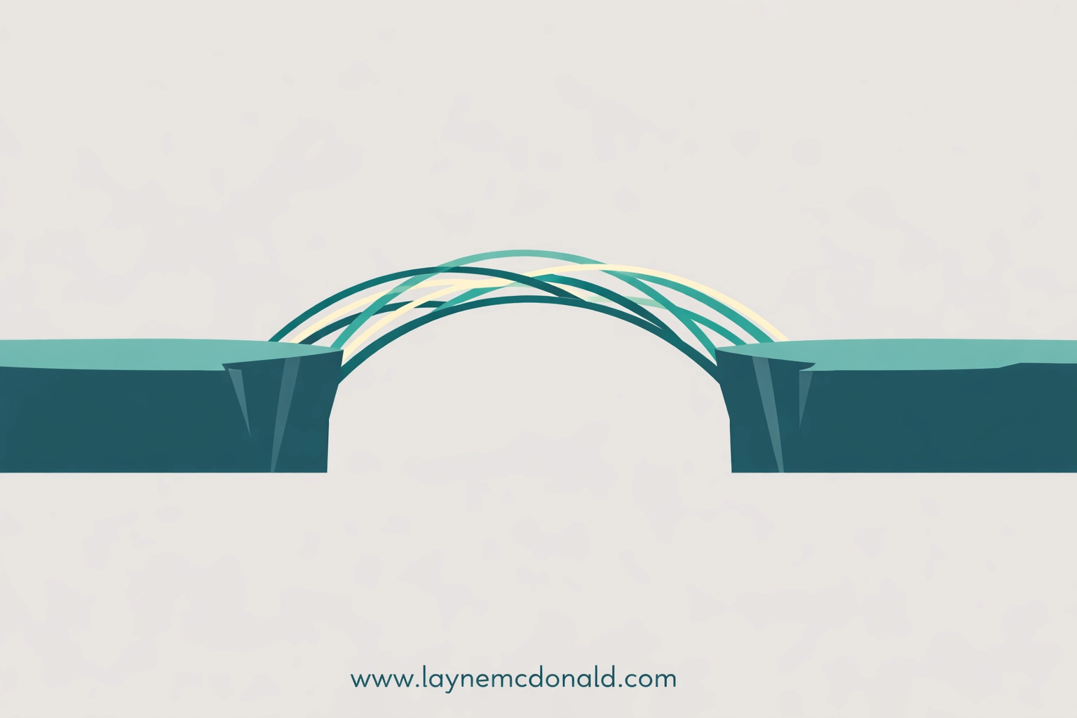 Geometric bridge over a chasm illustrating how authentic narratives connect faith-based creators and viewers.