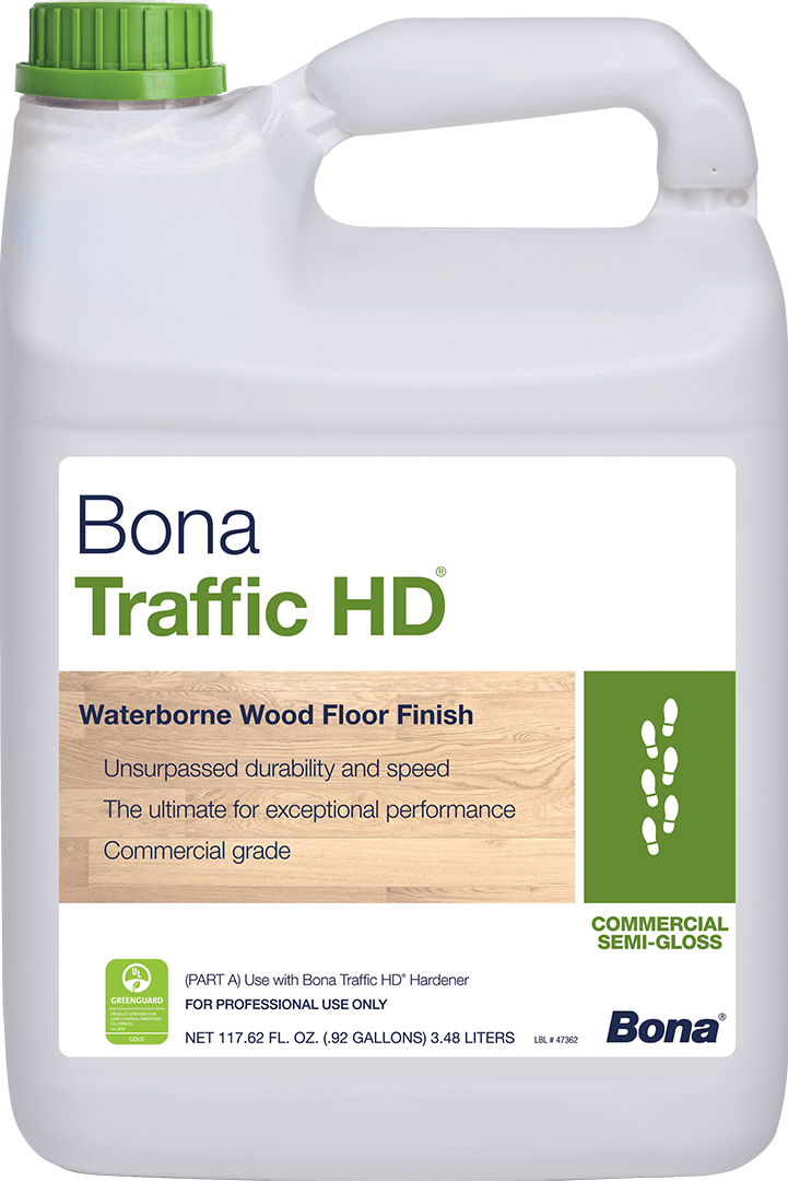 Bona Traffic HD Waterborne Wood Floor Finish container used by Rovin’s Flooring Inc
