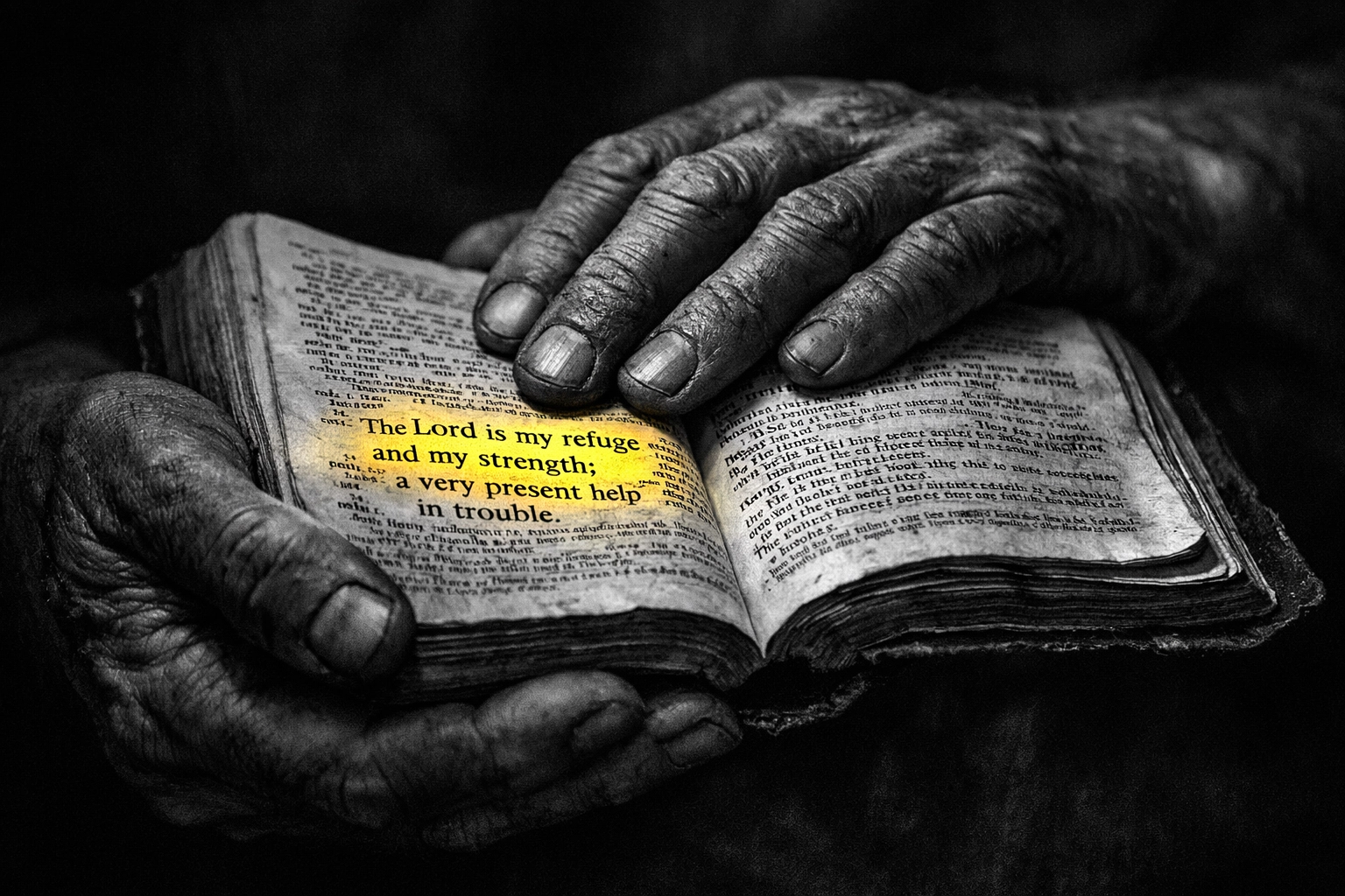 Man's hands holding open Bible showing biblical foundation for Christian masculinity