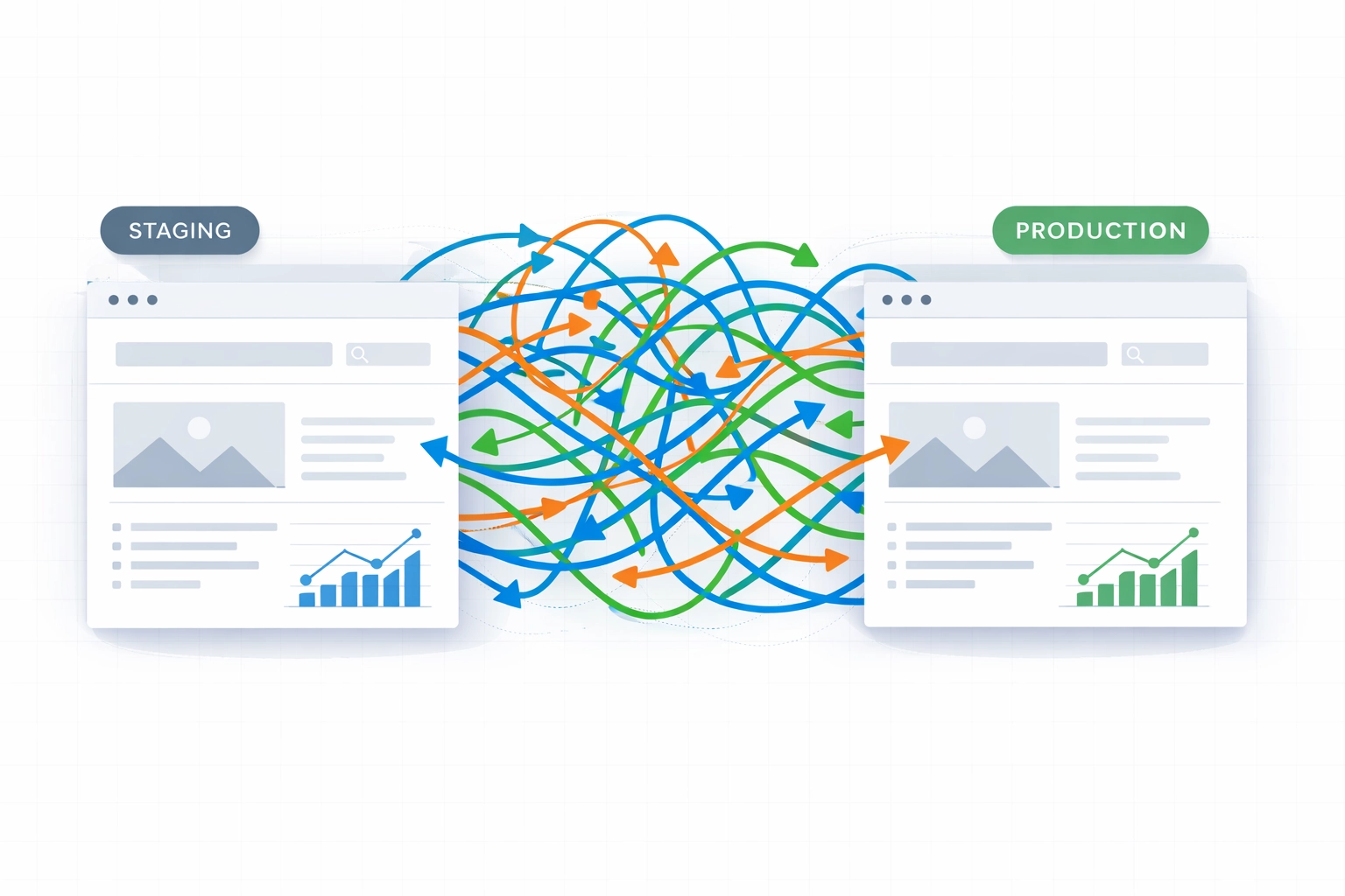 Staging and production website environments with crossed data streams polluting GA4 analytics