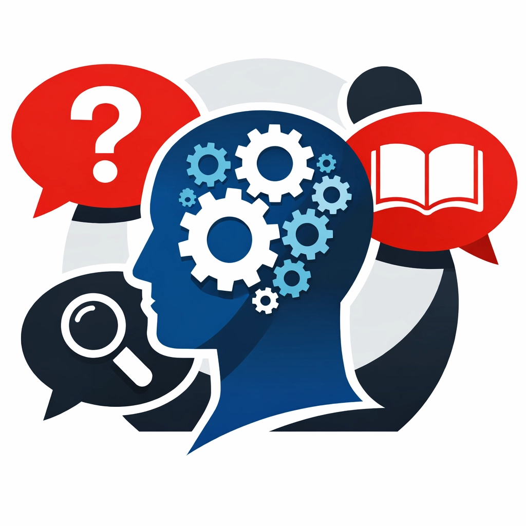 Knowledge icons representing frequently asked questions about ADR courses and exams.