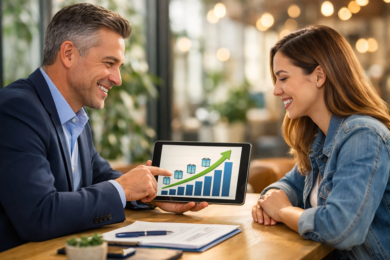 Franchise consultant and business owner analyzing growth strategies for a successful franchise startup.