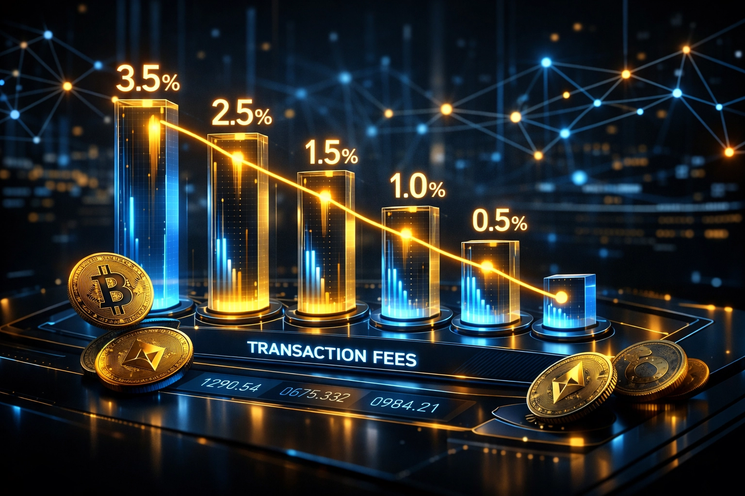 Web3 payment processor fee comparison dashboard showing cryptocurrency transaction costs from 3.5% to 0.5%