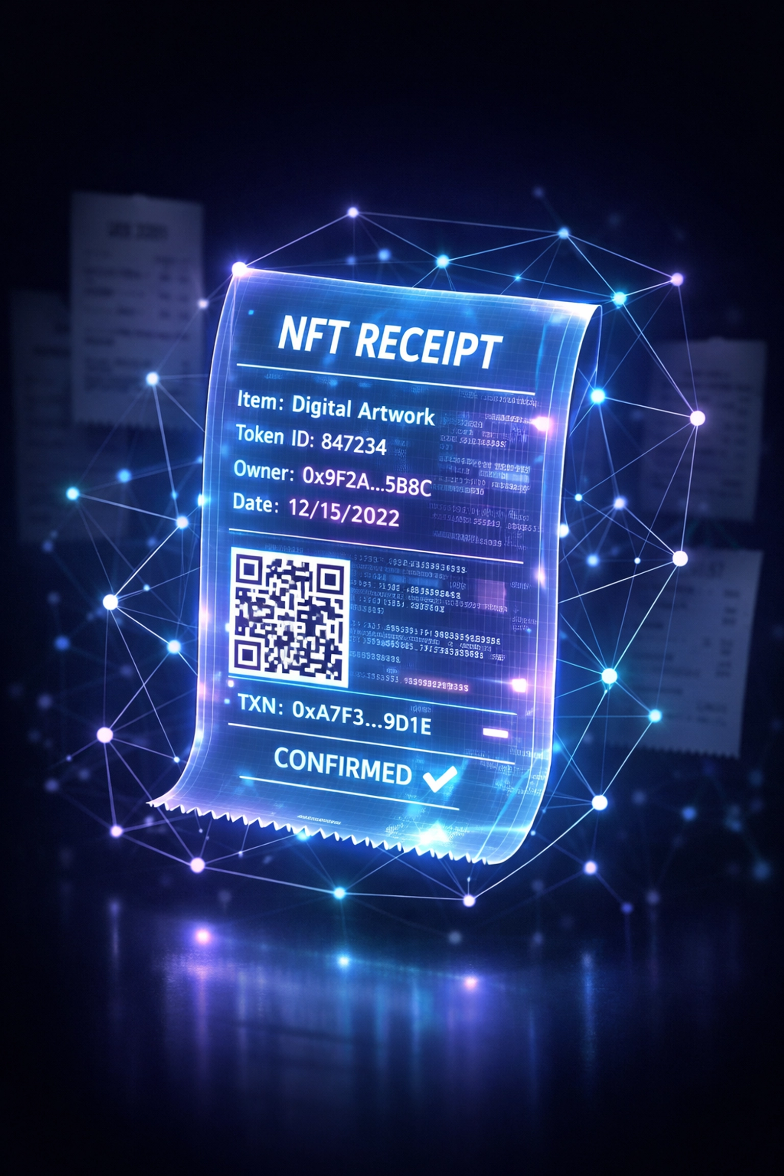 NFT receipt on blockchain network for immutable merchant accounting and transaction verification