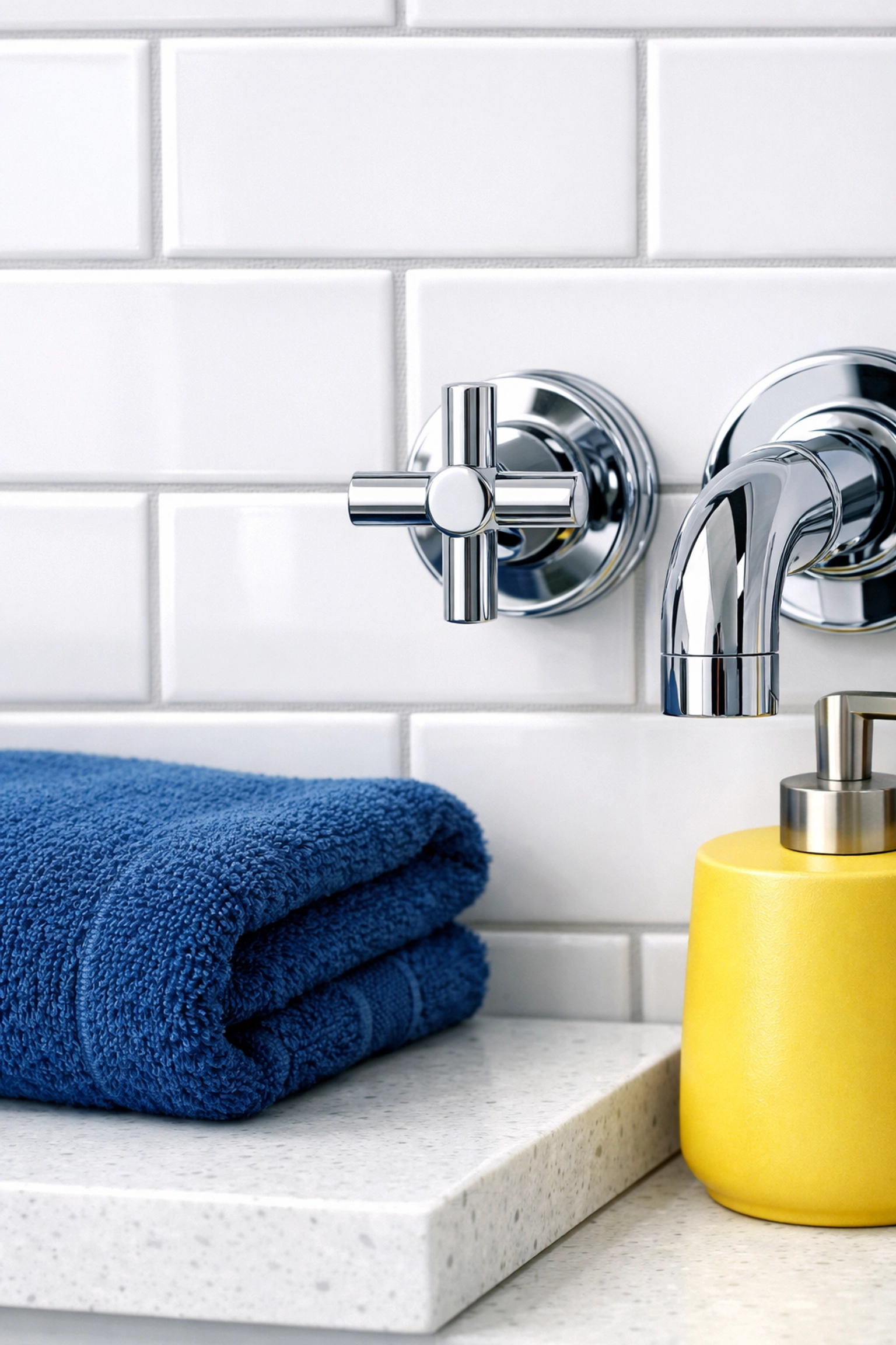 Pristine luxury bathroom featuring white subway tiles and clean grout after a deep non-toxic cleaning.