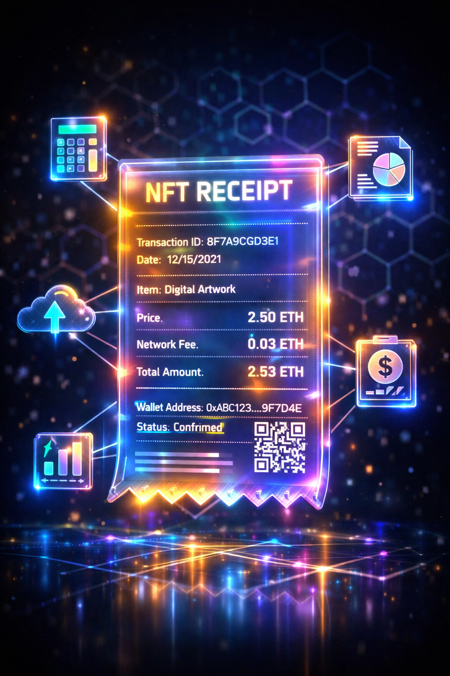 Blockchain NFT receipt with transparent Solana gas costs for merchant accounting