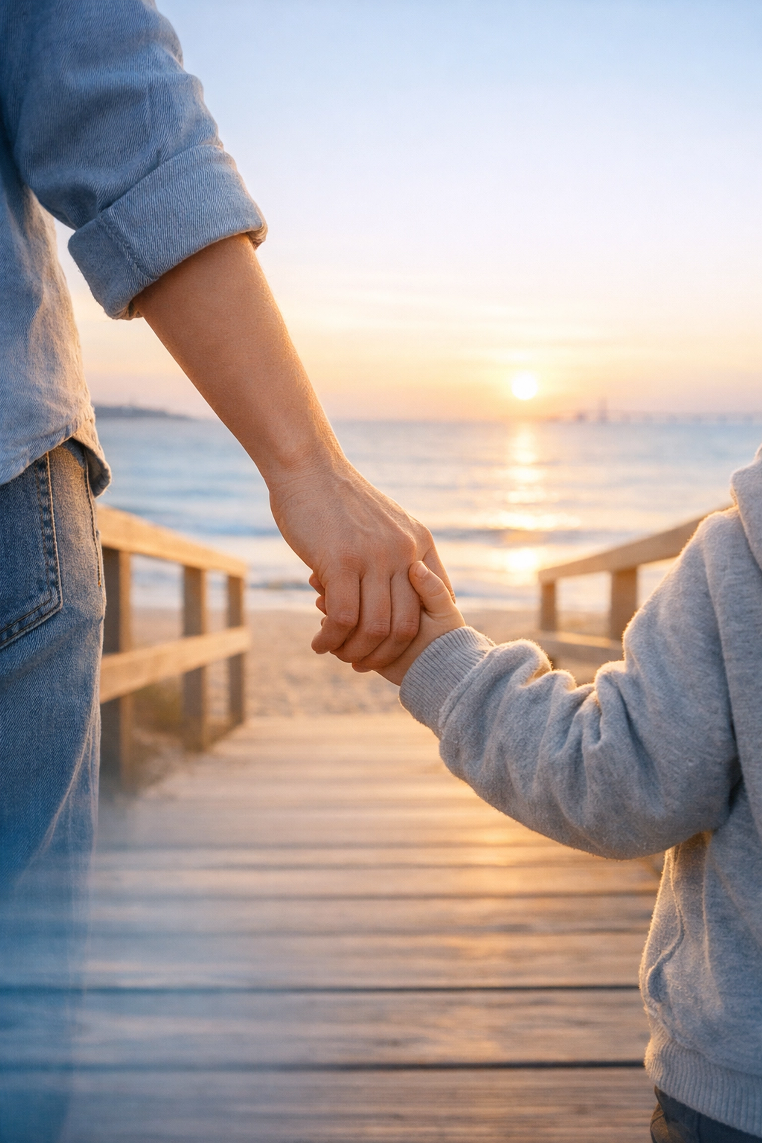 Parent and child holding hands representing family custody law in Hampton Roads