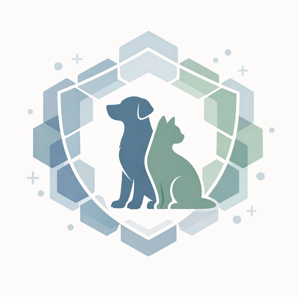 Illustration of a protective biological shield around a dog and cat representing disease prevention and immunity.