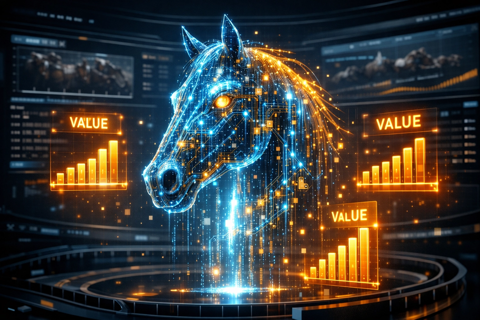 Horse racing betting analytics dashboard showing data-driven picks and value reports for Gulfstream Park.
