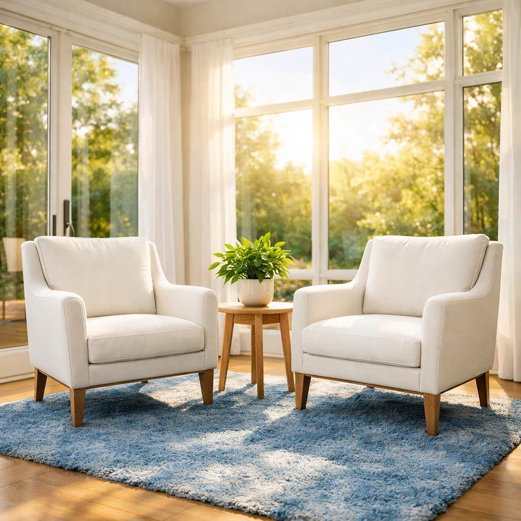 A bright and clean sunroom reflecting the stress-free results of professional house cleaning in West Boylston MA.