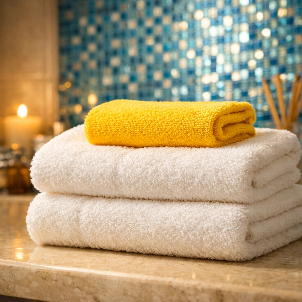 Pristine spa-like bathroom in Saugus with fresh towels, illustrating quality house cleaning Saugus MA.