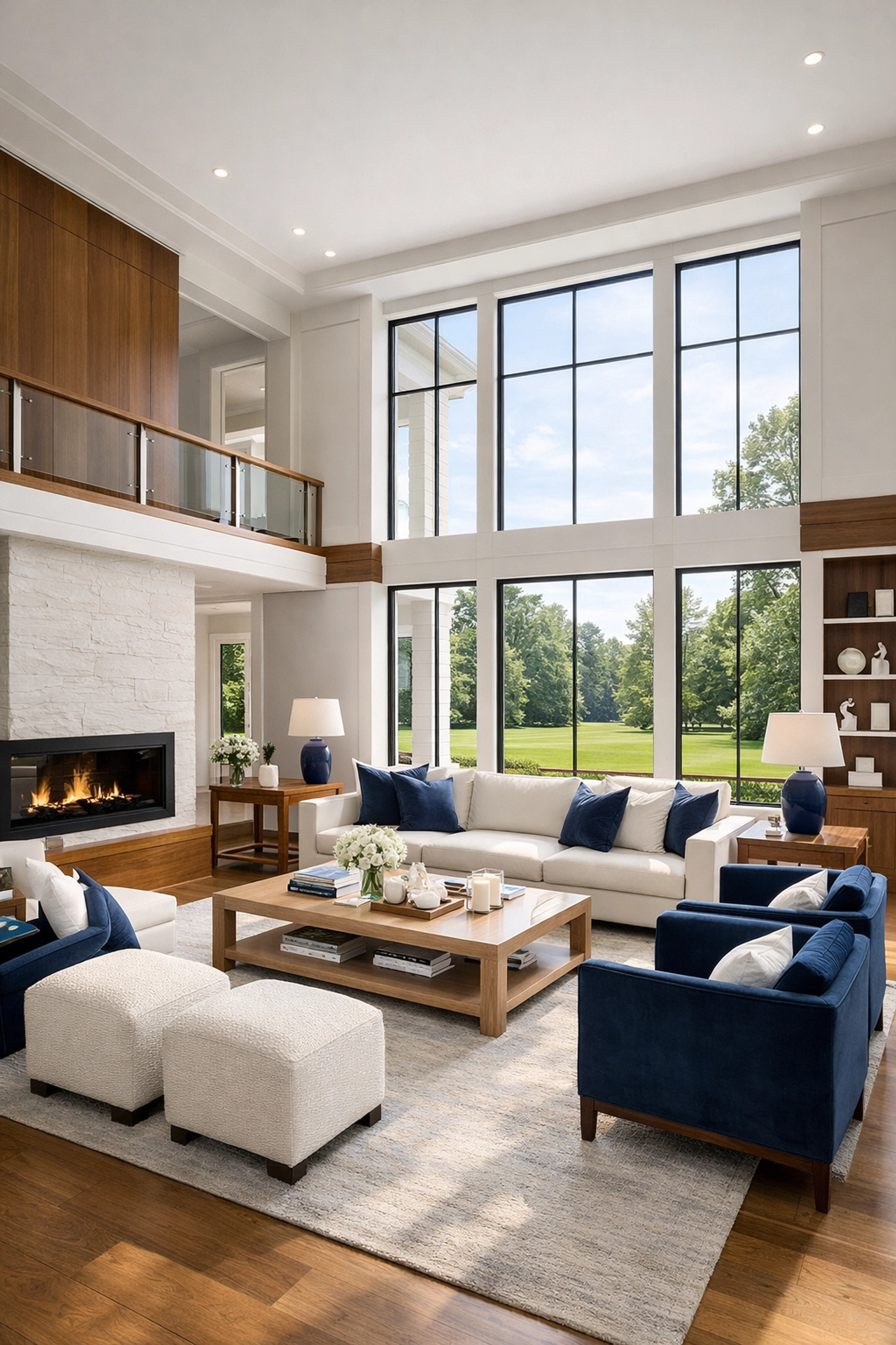 Spacious luxury living room in a Wellesley estate featuring professional residential cleaning results.