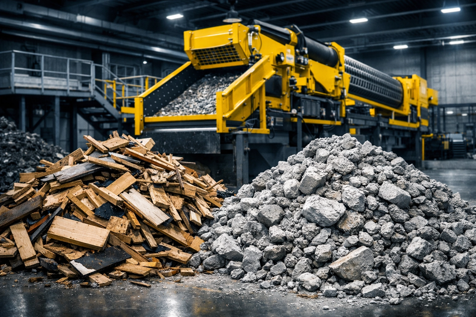BSM Group waste management facility sorting renovation debris for 100% recycling and zero landfill.
