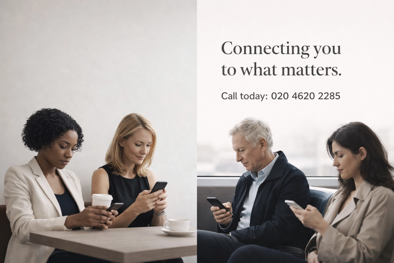 Professionals using AI data intelligence solutions during a corporate AI partnership meeting in a boardroom. A diverse team of professionals collaborating in a high-tech boardroom, with purple light highlighting their AI-enhanced tablets and screens.