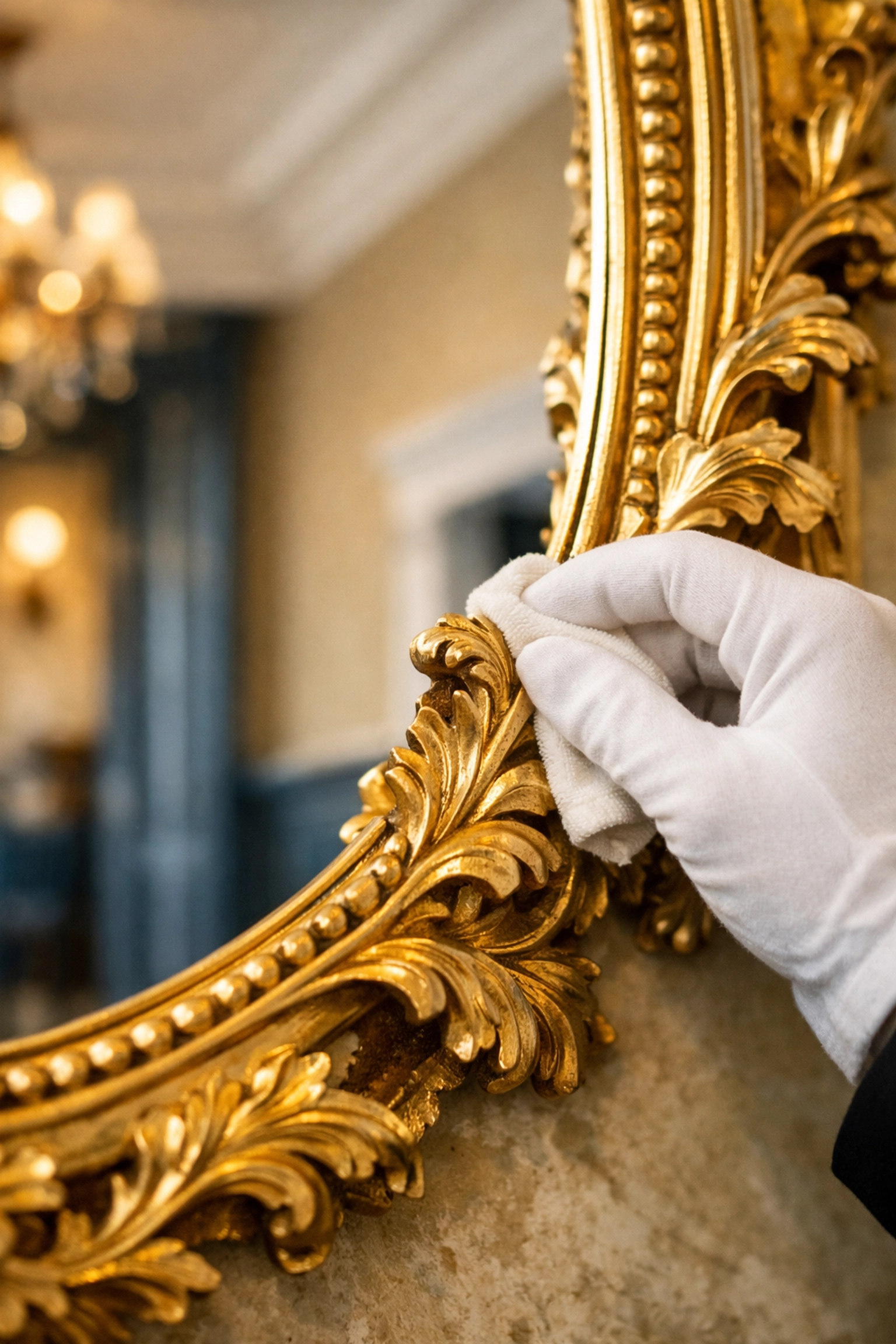 Detailed cleaning of luxury gold fixtures in a Scituate home by professional cleaning services.