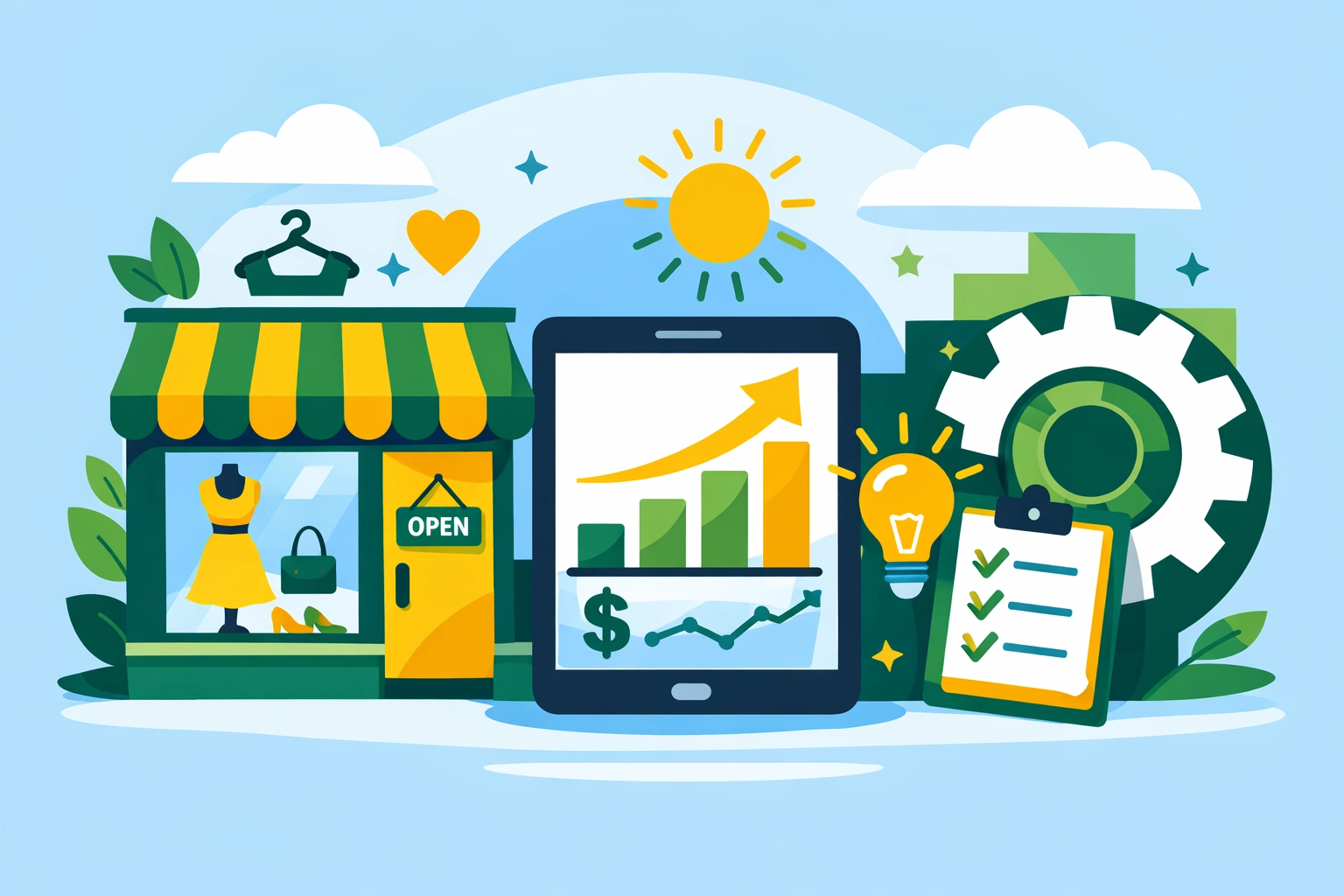 Illustration of various small businesses eligible for the 20% Qualified Business Income deduction.
