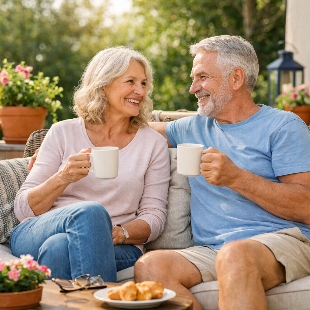 Active adults enjoying maintenance-free retirement living in Bucks County