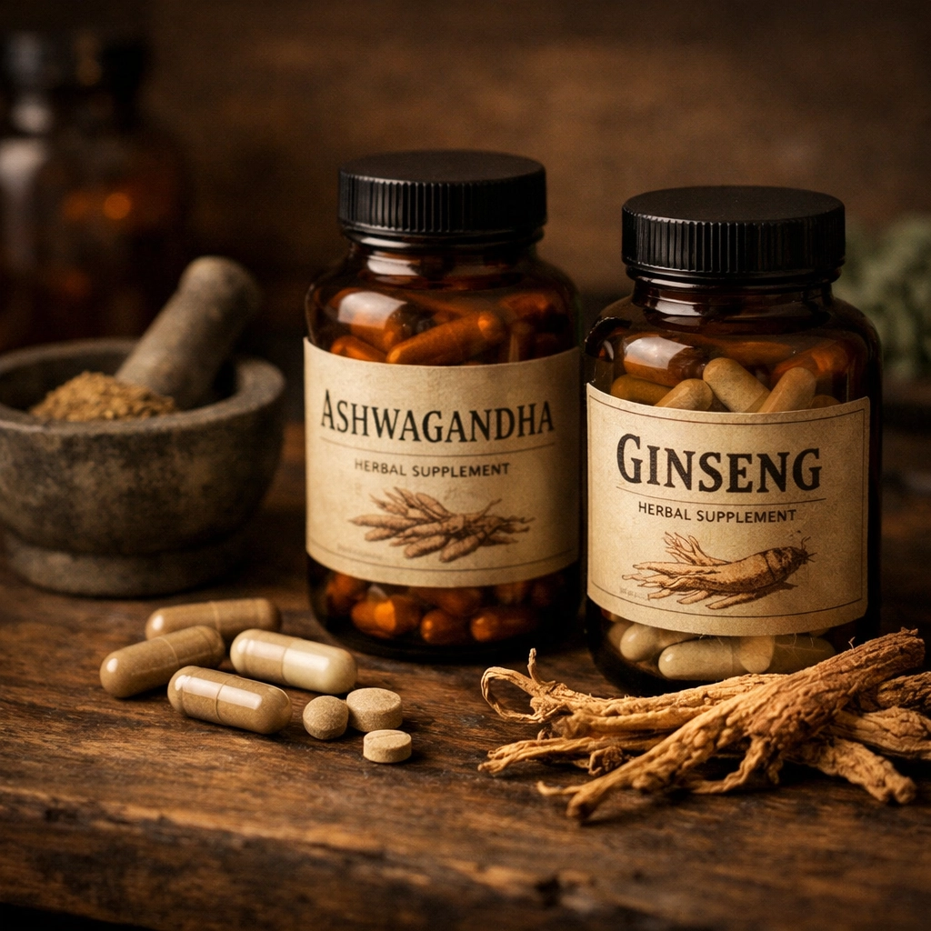 Natural supplements including Ashwagandha and Ginseng for improving sexual endurance