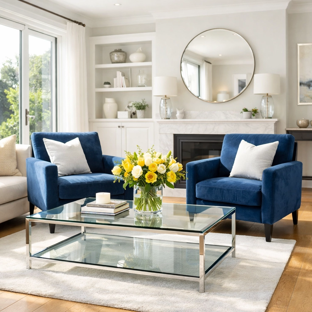 Sun-drenched modern living room in Dunstable reflecting a fresh weekly house cleaning.