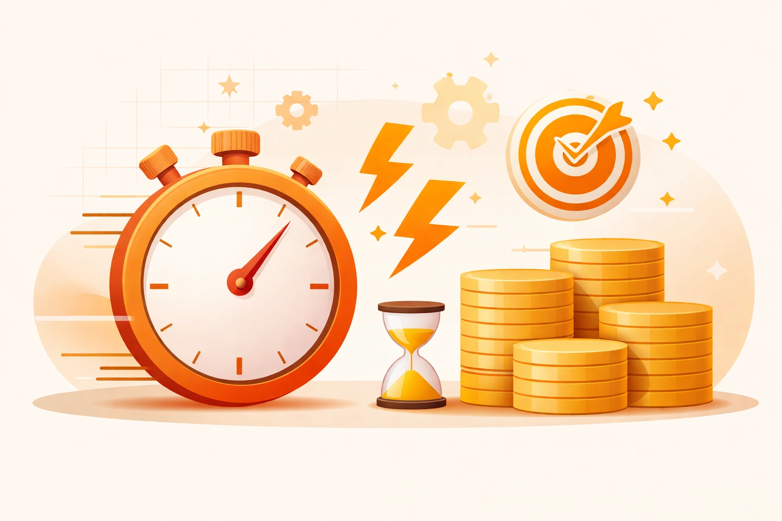 Vector illustration showing speed versus precision and cost savings of AI photo editing services.