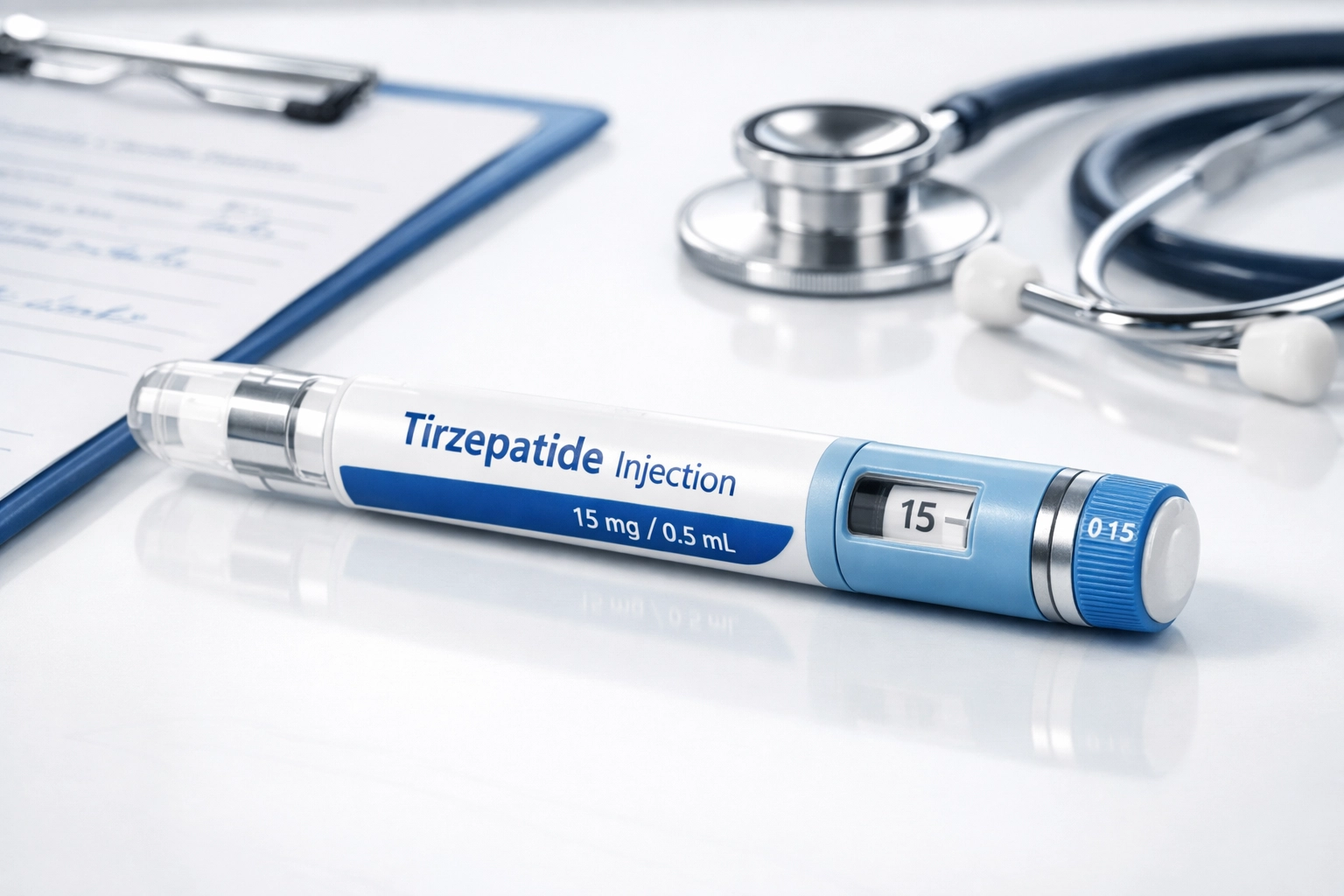 Tirzepatide injection pen and medical supplies for weight loss treatment