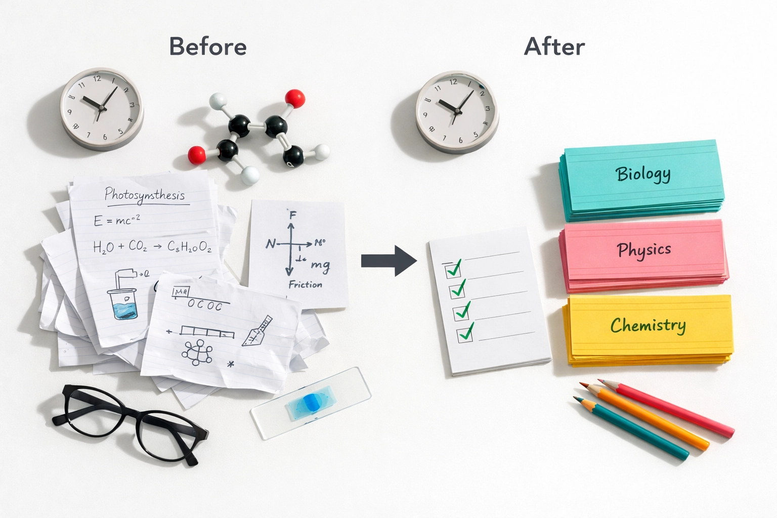 Organised GCSE science revision cards and study materials for effective exam preparation