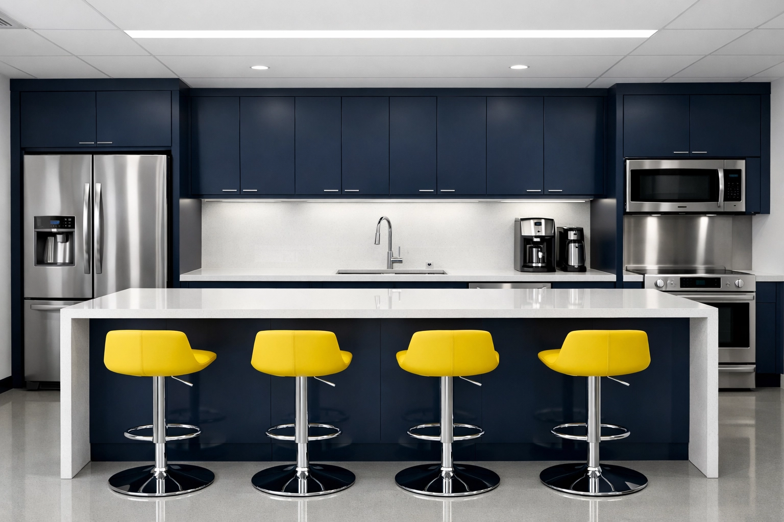 Immaculate office breakroom in Franklin featuring deep cleaning of quartz counters and appliances.