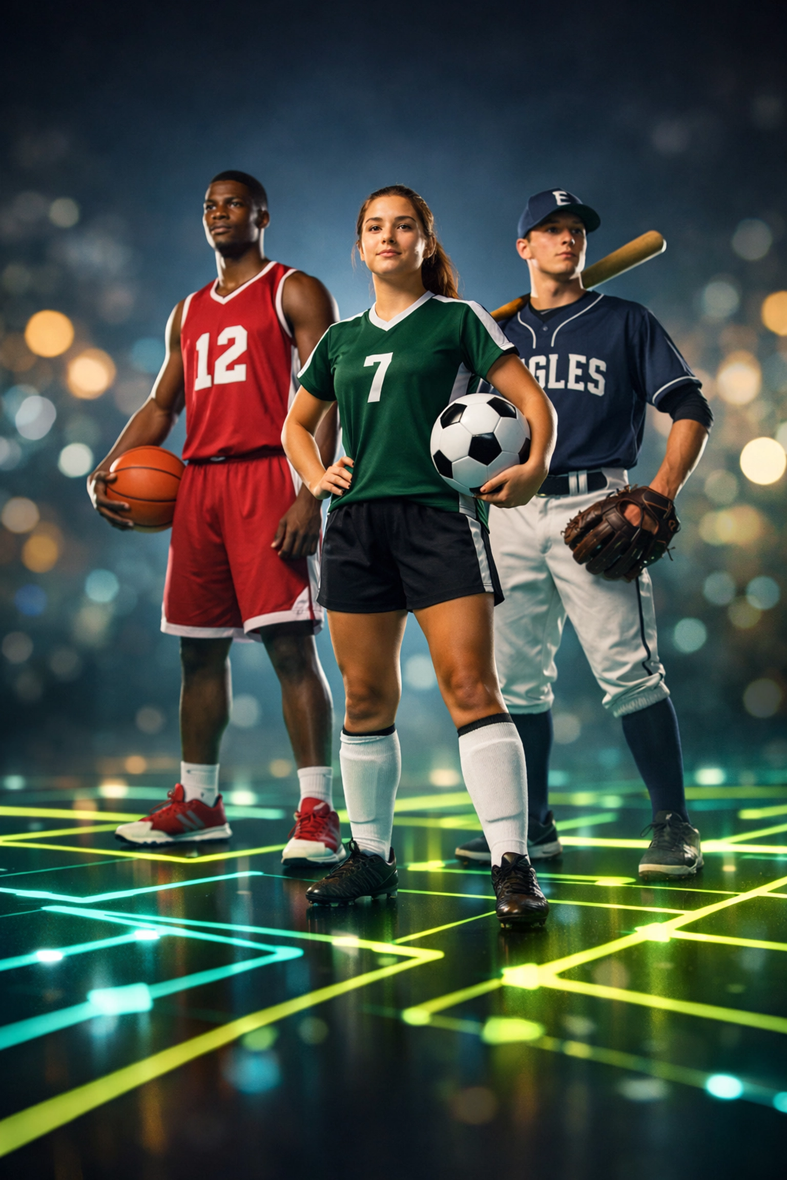 High school athletes from multiple sports connected through modern digital recruiting platform