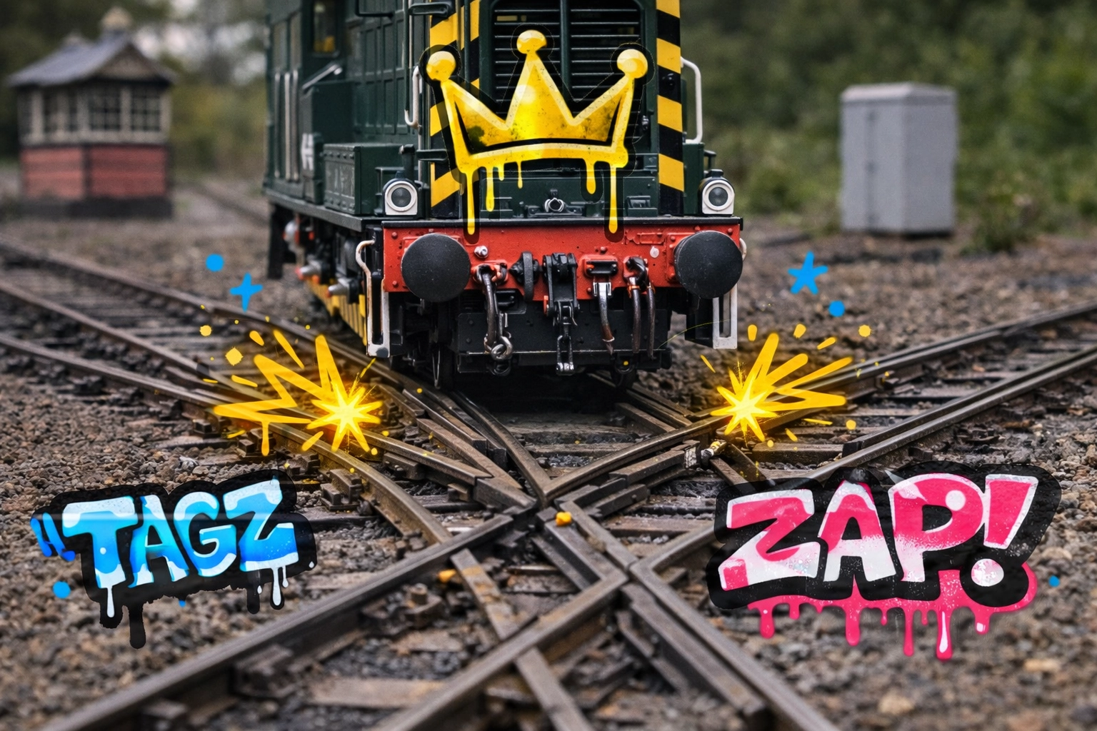 British outline shunter locomotive crossing a track frog illustrating reliable Cobalt point motor switching.