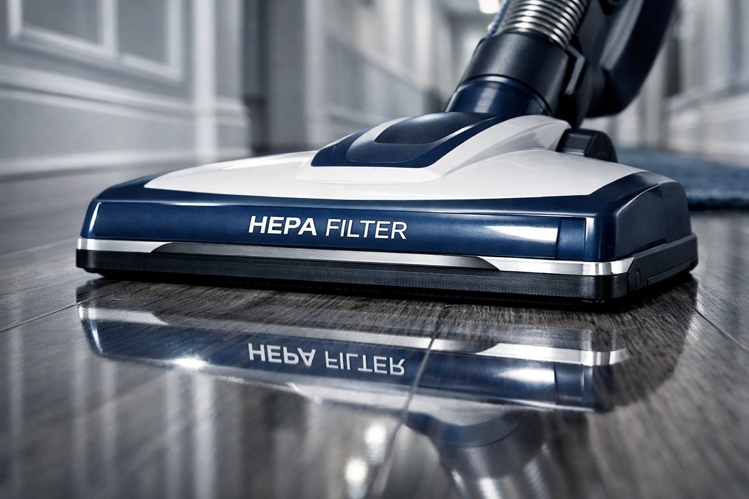 Professional HEPA vacuum cleaning a hardwood floor to improve indoor air quality in a Leominster home.