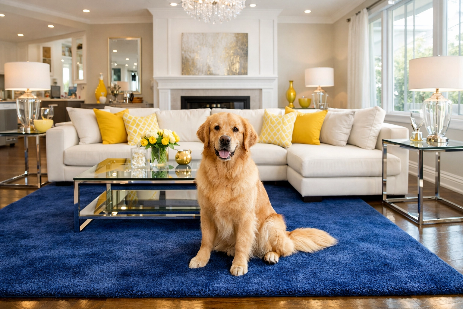 Clean pet-friendly living room in Marblehead after professional ninja-level residential cleaning service.