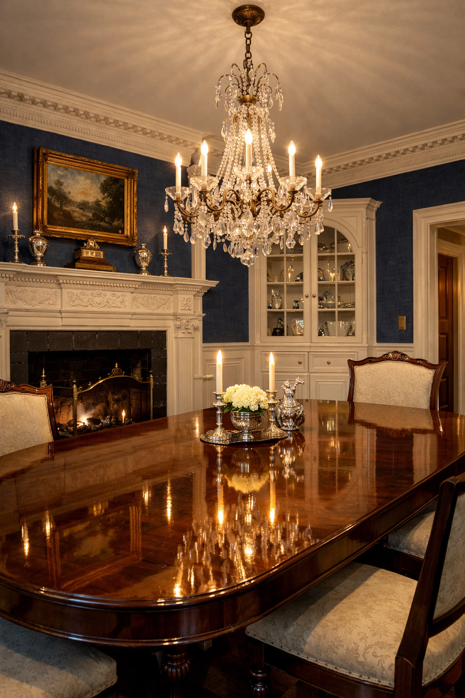 Pristine historic Hingham dining room showcasing expert luxury residential cleaning on delicate wood.