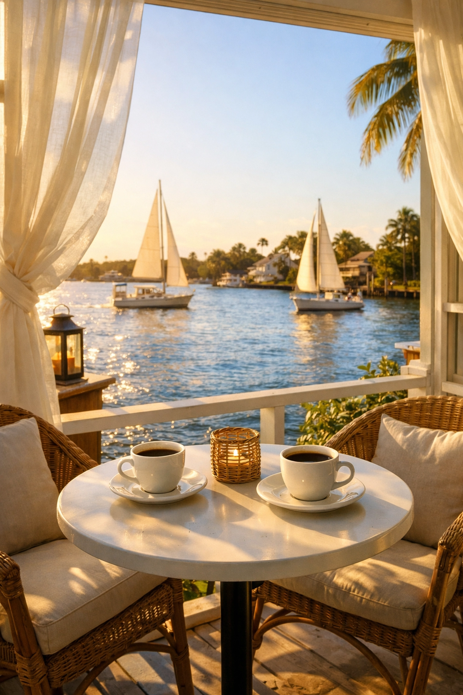 Waterfront café patio with river views on Florida's Treasure Coast - perfect lifestyle amenity spot
