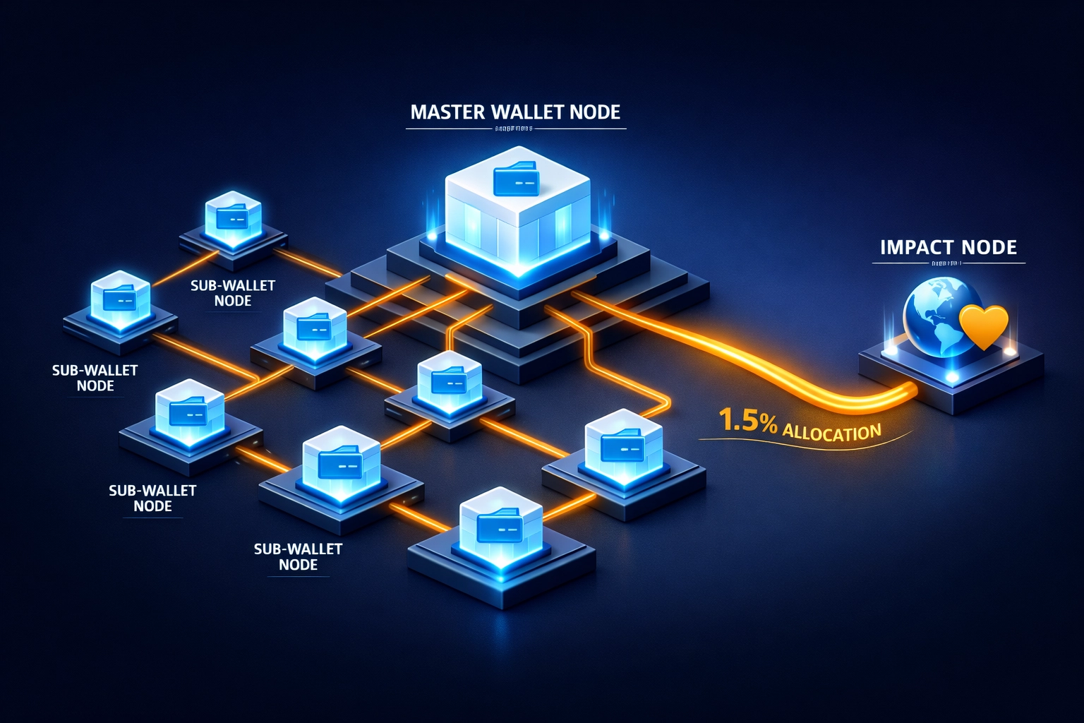 Larecoin master and sub-wallet architecture for enterprise payment management and fund allocation