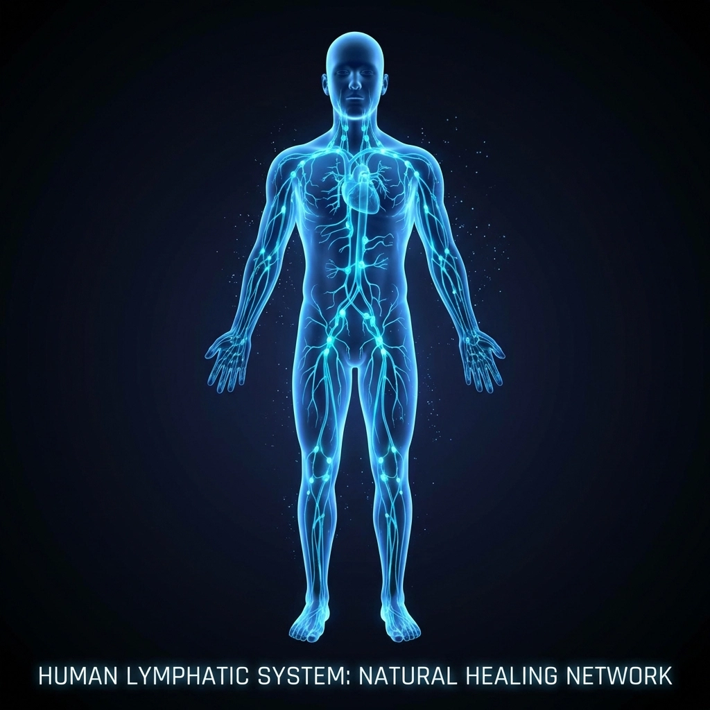 Illustration of human lymphatic system pathways showing how post surgery massage aids recovery in Los Angeles