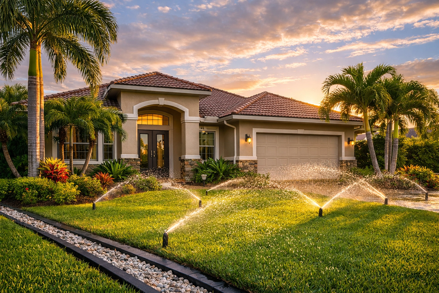 Well-maintained Cape Coral home with proper drainage and landscaping