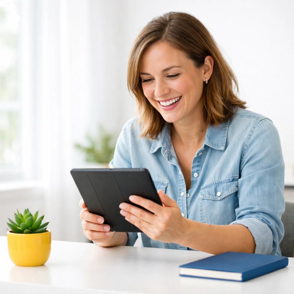 Nonprofit fundraiser reviewing donor engagement data on a tablet to bridge the gap between wealth and inclination.