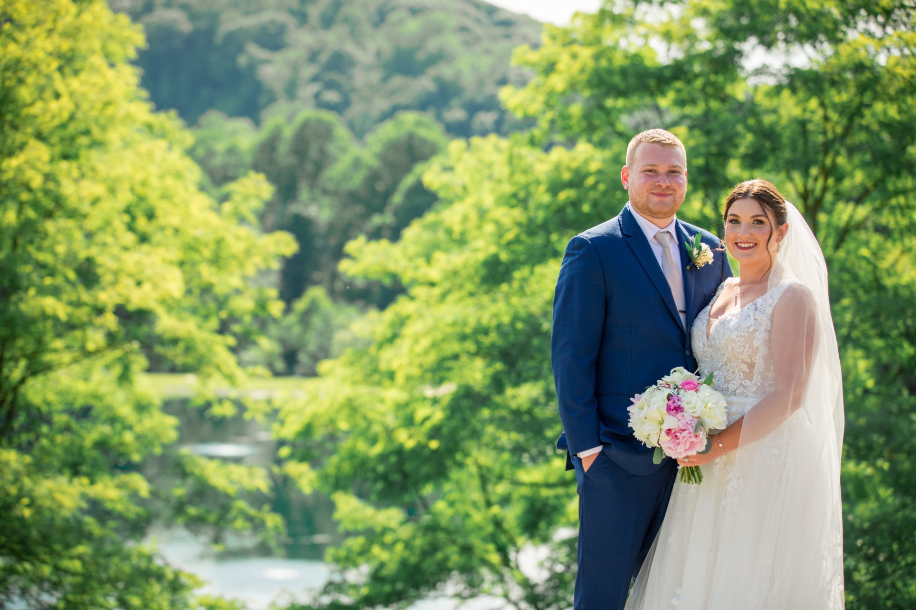Sheila and Dom on their wedding day at Bear Creek Mountain Resort